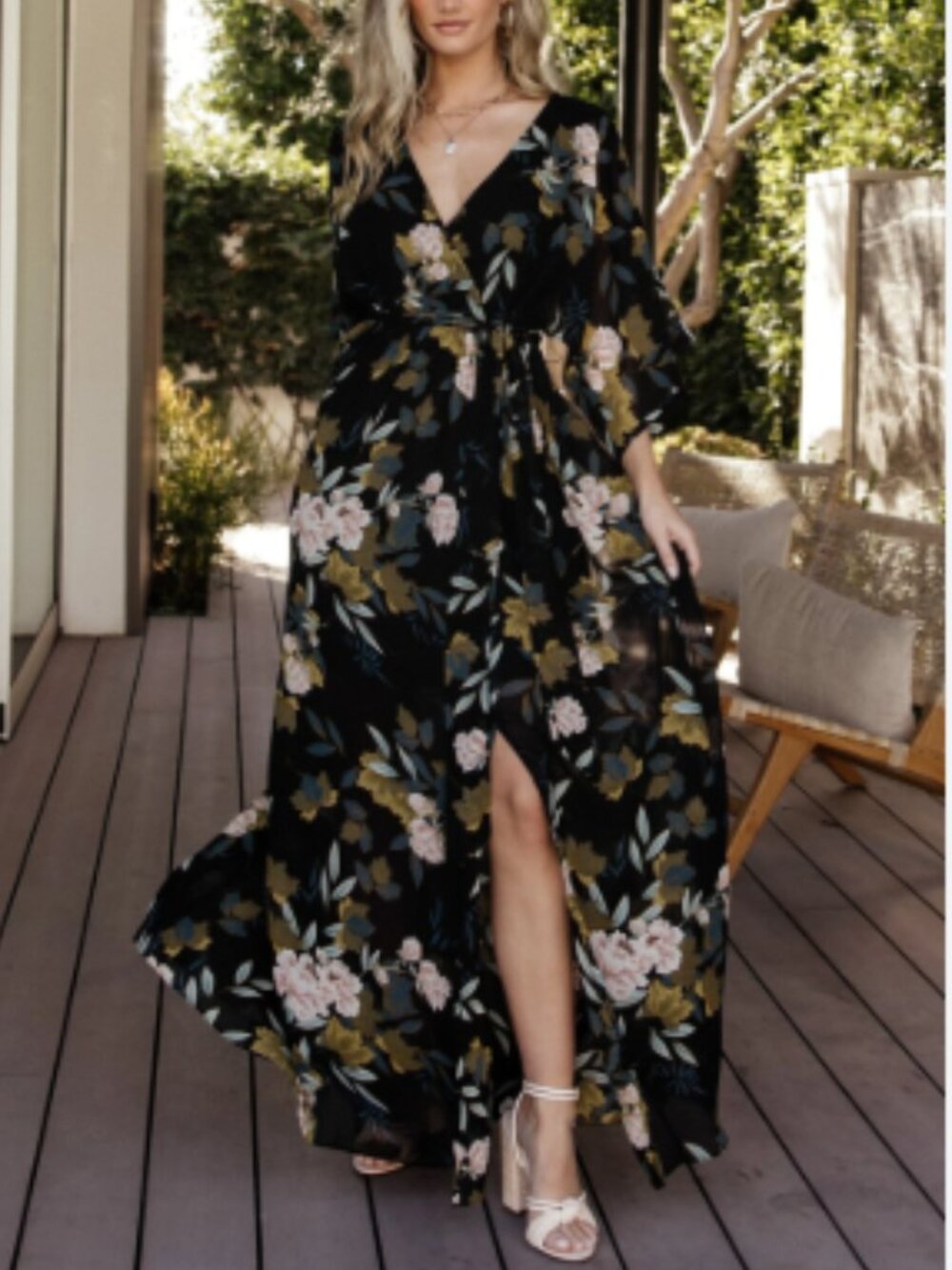 NWT Baltic Born Kia Kimono Maxi Dress Midnight Floral Slit Surplice Belt Size XS